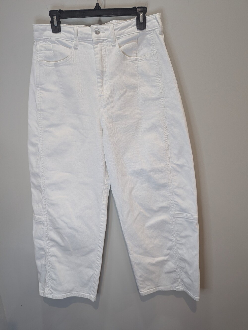 Pilcro Anthropologie White Denim Barrel Leg Jeans Women's Size 30 Tall
